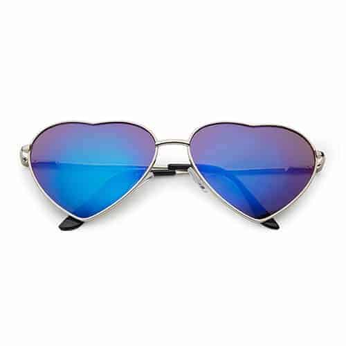 Heart-shaped Sunglasses | Blue Mirror Lenses