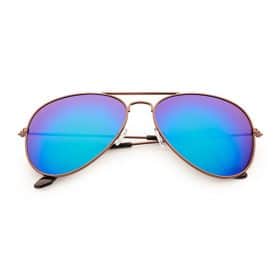 Bronze Aviator Sunglasses | Blue/Green Mirror Lenses
