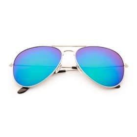 Silver Aviator Sunglasses | Blue/Green Mirror Lenses