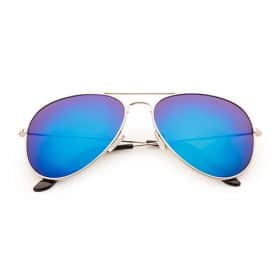 Silver Aviator Sunglasses | Blue/Purple Mirror Lenses