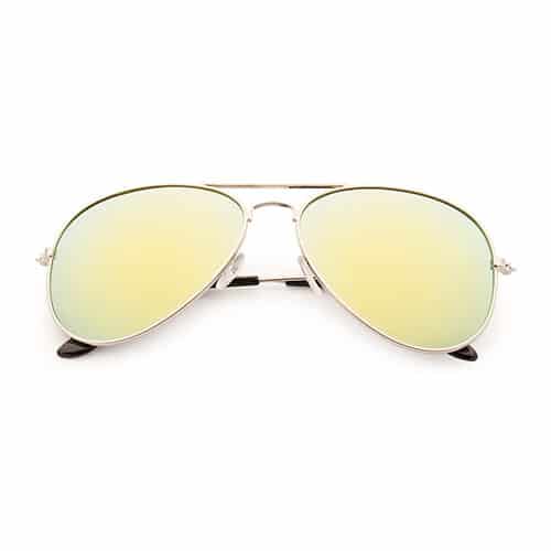 Silver Aviator Sunglasses | Yellow Mirror Lenses