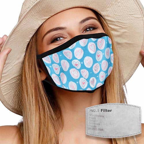 Face Mask with Filter | Blue Hearts