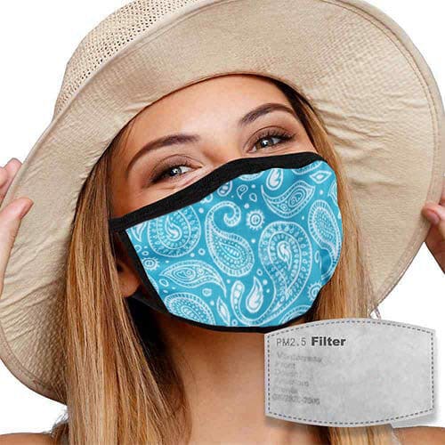 Face Mask with Filter | Blue Paisley