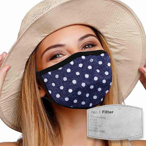 Face mask with filter | Dots blue