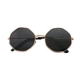 Round Corners Sunglasses Gold | Black Lenses