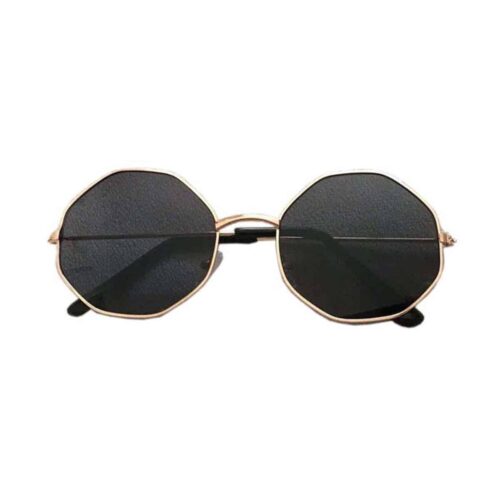 Round Corners Sunglasses Gold | Black Lenses
