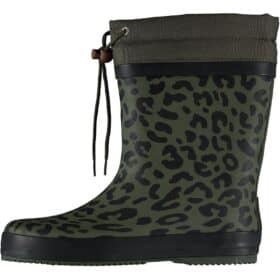 XQ Footwear Rain Boots Leopard Print with Fleece Lining Green