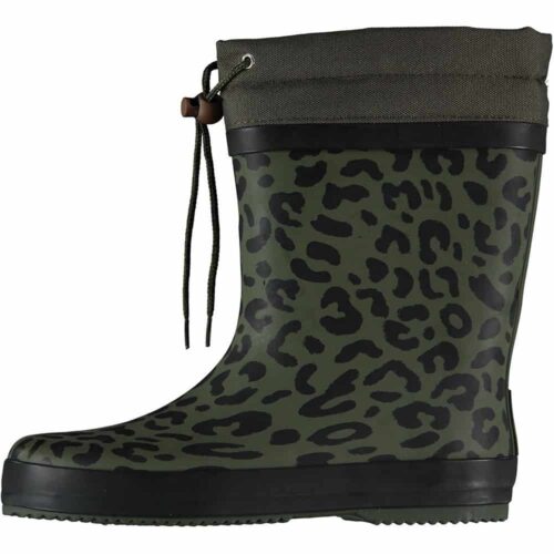 XQ Footwear Rain Boots Leopard Print with Fleece Lining Green