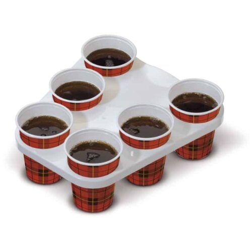 Plastic tray for 6 cups white