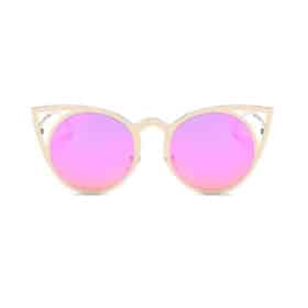 Round Sunglasses with Cat Ears Pink/Gold