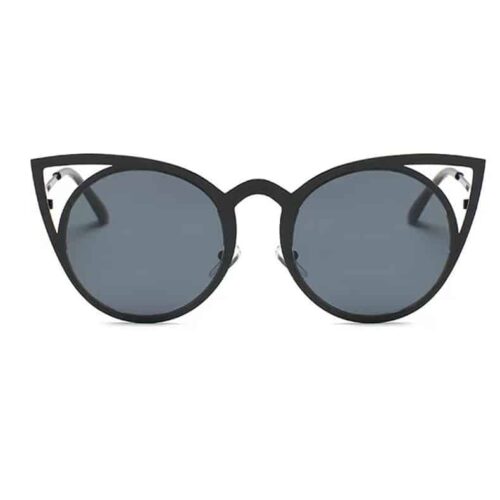 Round Sunglasses with Cat Ears Black