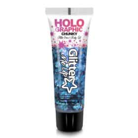 Holographic Chunky Glitter Face & Body Gel - Cosmic Blue