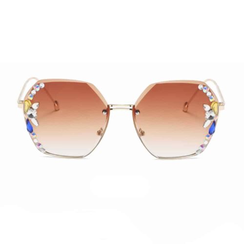 Sunglasses diamond brown round edges