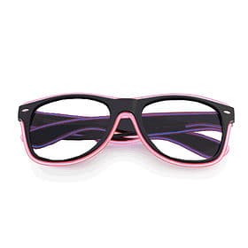 LED glasses with clear lenses black - neon pink