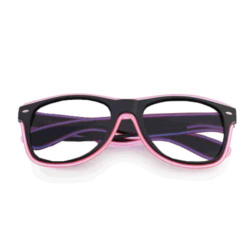 LED glasses with clear lenses black - neon pink