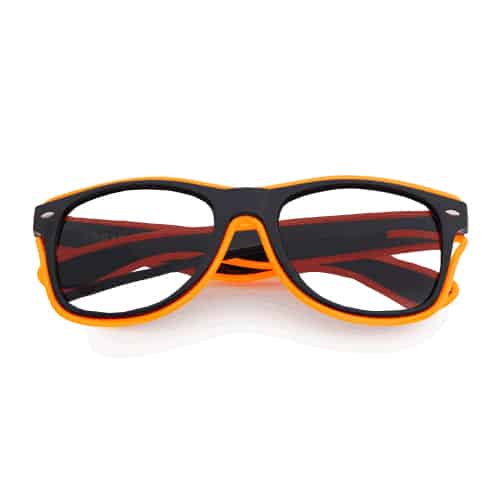 LED glasses with clear lenses black - neon orange