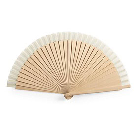 Hand fan wood/cotton beige