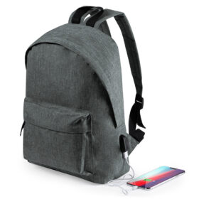 Backpack with USB connection gray