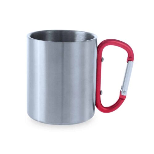 Mug with Carabiner 210 ml Stainless Steel Red