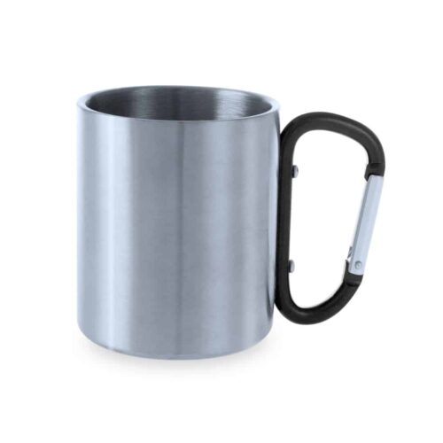Mug with Carabiner 210 ml Stainless Steel Black
