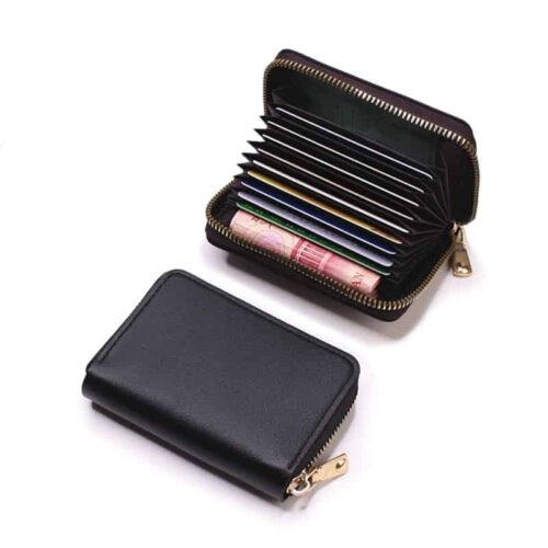 Wallet card holder faux leather black
