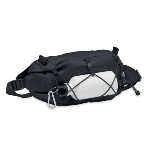 Fanny pack with bottle holder RPET/polyester - black