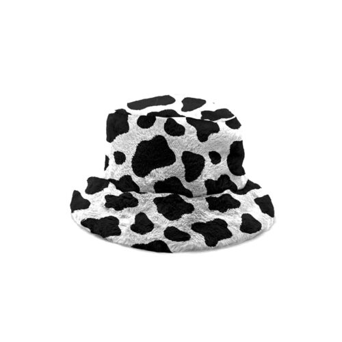 Yucka fluffy bucket hat faux fur cow print