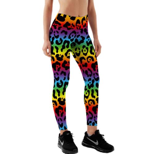 Yucka festival leggings with leopard Pride rainbow print