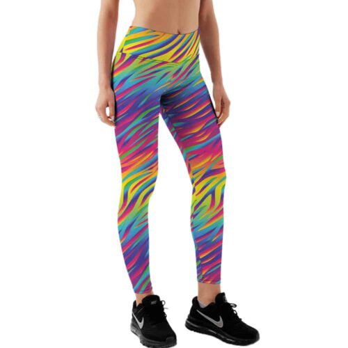 Yucka festival leggings with zebra Pride rainbow print
