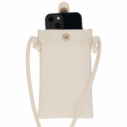 Cream-colored phone pouch