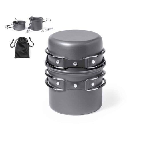 Camping cookware set with cutlery
