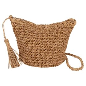 Shoulder Bag Braided Paper Straw Natural