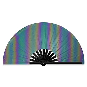 XXL large bamboo fan holographic rainbow