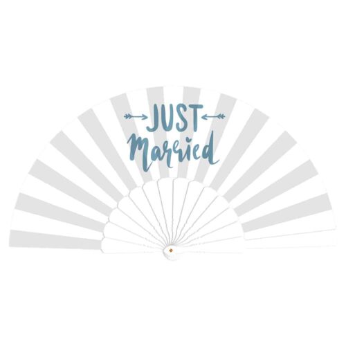 Just married hand fan white