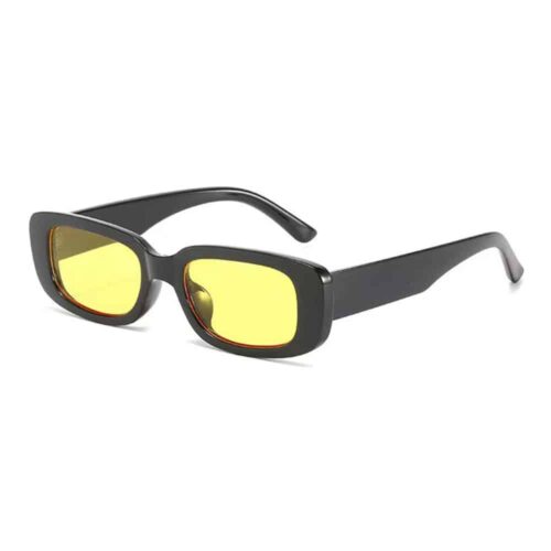 Sunglasses classic thick frame - black with yellow lenses