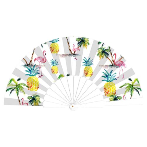 Deluxe festival hand fan Flamingo beach
