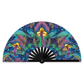 XXL Large Bamboo Fan Blacklight Mushroom