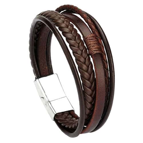Braided Bracelet with Magnetic Clasp Brown