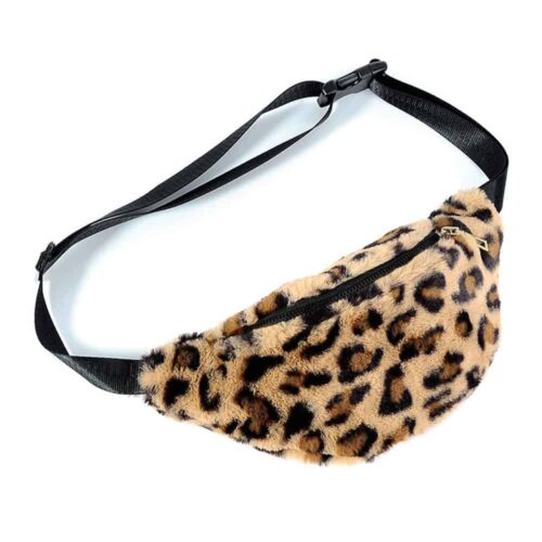 Fanny Pack Teddy Fabric Leopard Print