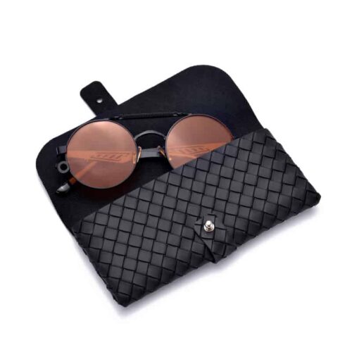 Glasses case made of woven polyester - black
