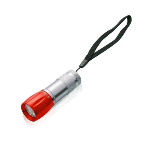 Flashlight 9 LED aluminum red/silver