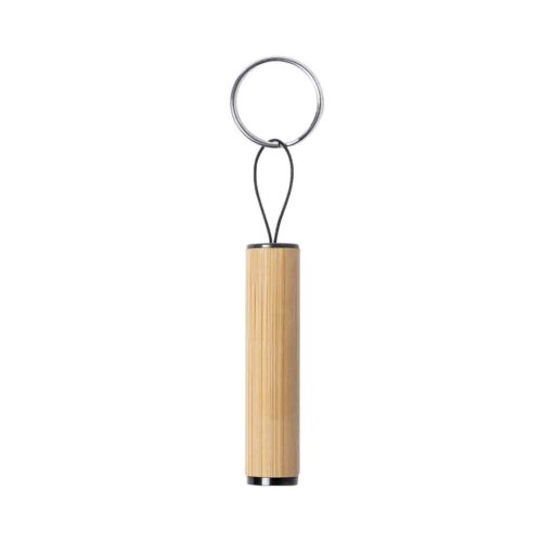 Flashlight with bamboo keychain