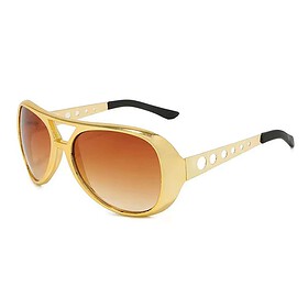 Party Glasses Elvis Gold with Brown Lenses
