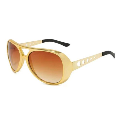 Party Glasses Elvis Gold with Brown Lenses