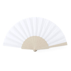 Sustainable Hand Fan RPET/Bamboo Fiber Beige/White