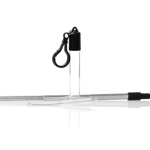Stainless Steel Reusable Adjustable Straw Black
