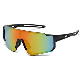 Black Sports Sunglasses - Blue/Yellow Glass