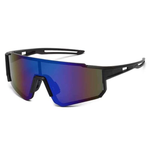 Black Sports Sunglasses - Blue/Purple Lens