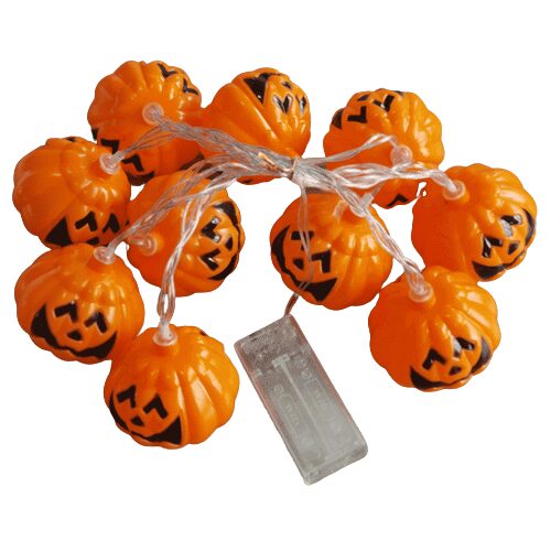Halloween pumpkin string lights 2 meters 20 LED orange/black