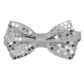 Silver Glitter Bow Tie